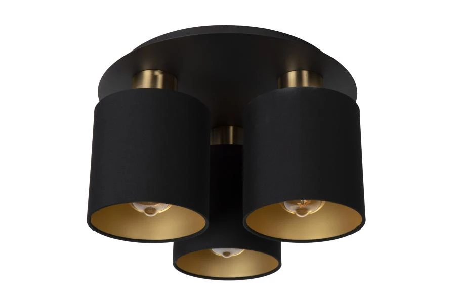 Lucide FUDRAL - Flush ceiling light - Ø 37 cm - 3xE27 - Black - off